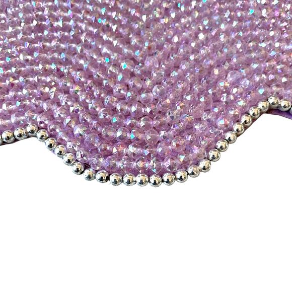 Rachel Zoe PINK GHOST Beaded Placemat 15in Halloween Glam Decor Set of 2 New - Picture 10 of 13